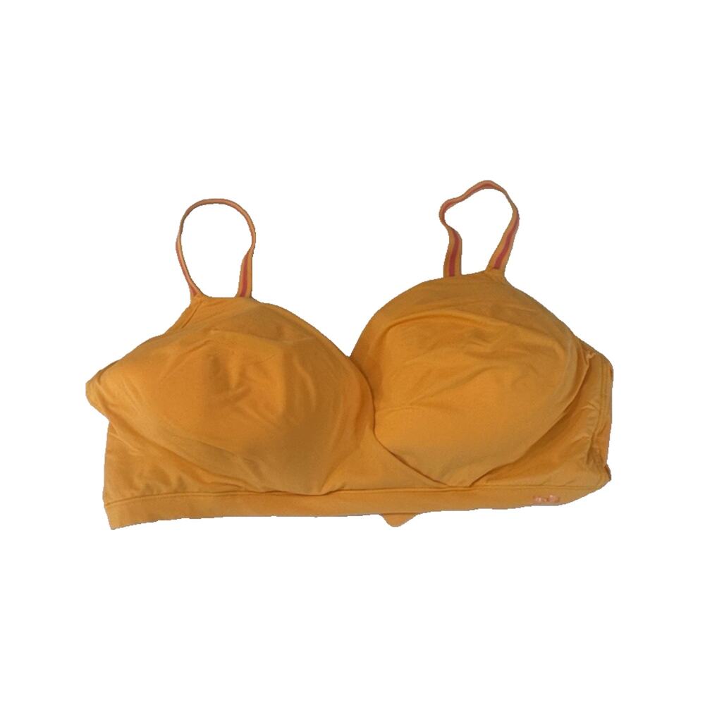 Kindly Women's Wireless Lightly Lined Clasp Back Bra Yellow Size XXL